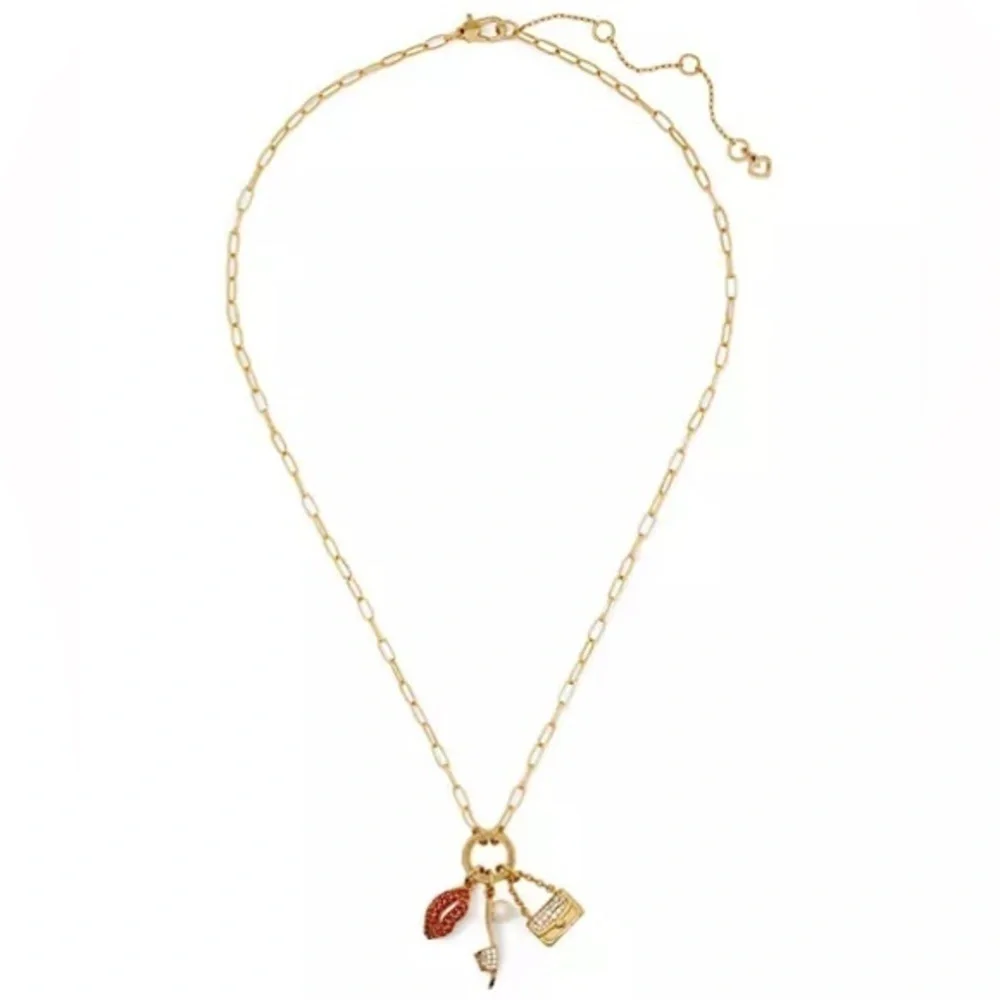 🆕kate spade new york::Hit the Town Lips Purse Heel Pendant Necklace Super GLAM